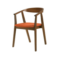 Alana Dining Chair Set of 2, Walnut Brown Wood Frame, Orange Fabric - BM339026