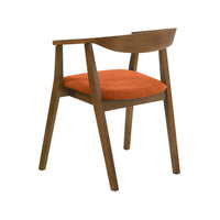Alana Dining Chair Set of 2, Walnut Brown Wood Frame, Orange Fabric - BM339026