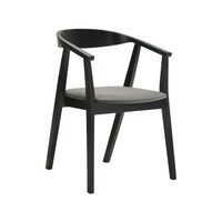 Alana Dining Chair Set of 2, Black Wood Frame, Charcoal Gray Fabric - BM339027
