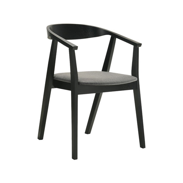 Alana Dining Chair Set of 2, Black Wood Frame, Charcoal Gray Fabric - BM339027