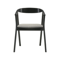 Alana Dining Chair Set of 2, Black Wood Frame, Charcoal Gray Fabric - BM339027