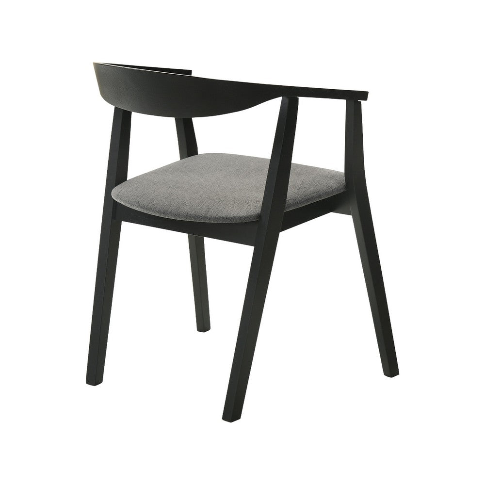Alana Dining Chair Set of 2, Black Wood Frame, Charcoal Gray Fabric - BM339027