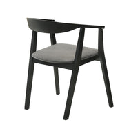 Alana Dining Chair Set of 2, Black Wood Frame, Charcoal Gray Fabric - BM339027