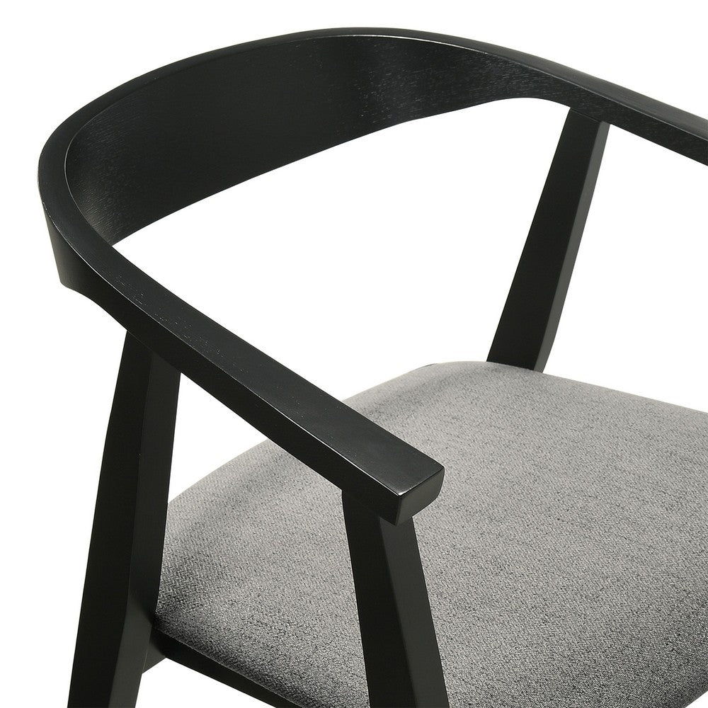 Alana Dining Chair Set of 2, Black Wood Frame, Charcoal Gray Fabric - BM339027