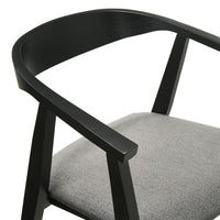 Alana Dining Chair Set of 2, Black Wood Frame, Charcoal Gray Fabric - BM339027
