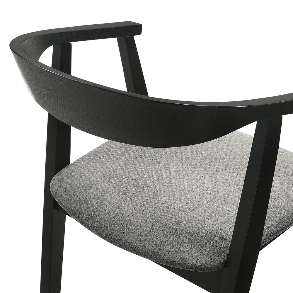 Alana Dining Chair Set of 2, Black Wood Frame, Charcoal Gray Fabric - BM339027