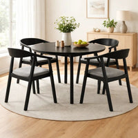 Alana Dining Chair Set of 2, Black Wood Frame, Charcoal Gray Fabric - BM339027