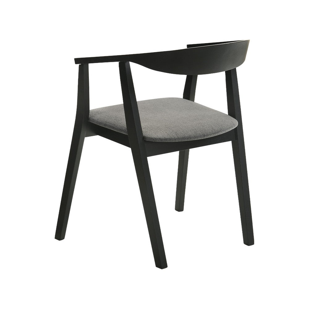 Alana Dining Chair Set of 2, Black Wood Frame, Charcoal Gray Fabric - BM339027