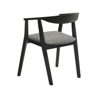 Alana Dining Chair Set of 2, Black Wood Frame, Charcoal Gray Fabric - BM339027