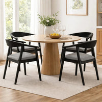 Alana Dining Chair Set of 2, Black Wood Frame, Charcoal Gray Fabric - BM339027