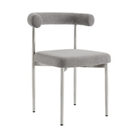 Shany Dining Chair Set of 2, Brushed Steel Curved Back, Gray Polyester - BM339080