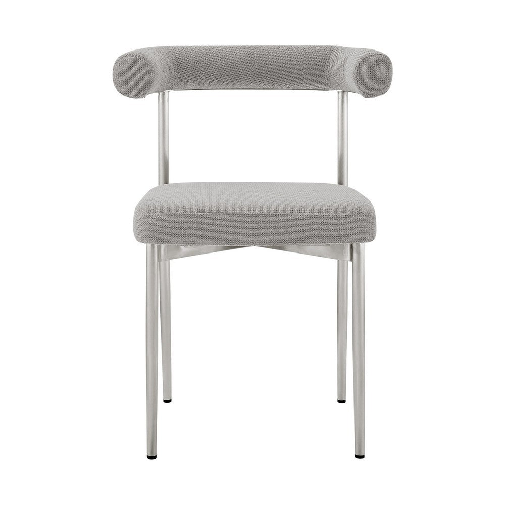 Shany Dining Chair Set of 2, Brushed Steel Curved Back, Gray Polyester - BM339080