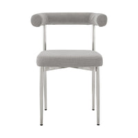 Shany Dining Chair Set of 2, Brushed Steel Curved Back, Gray Polyester - BM339080