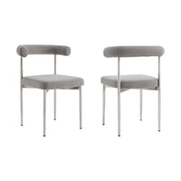 Shany Dining Chair Set of 2, Brushed Steel Curved Back, Gray Polyester - BM339080