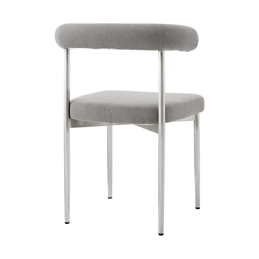 Shany Dining Chair Set of 2, Brushed Steel Curved Back, Gray Polyester - BM339080