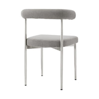 Shany Dining Chair Set of 2, Brushed Steel Curved Back, Gray Polyester - BM339080