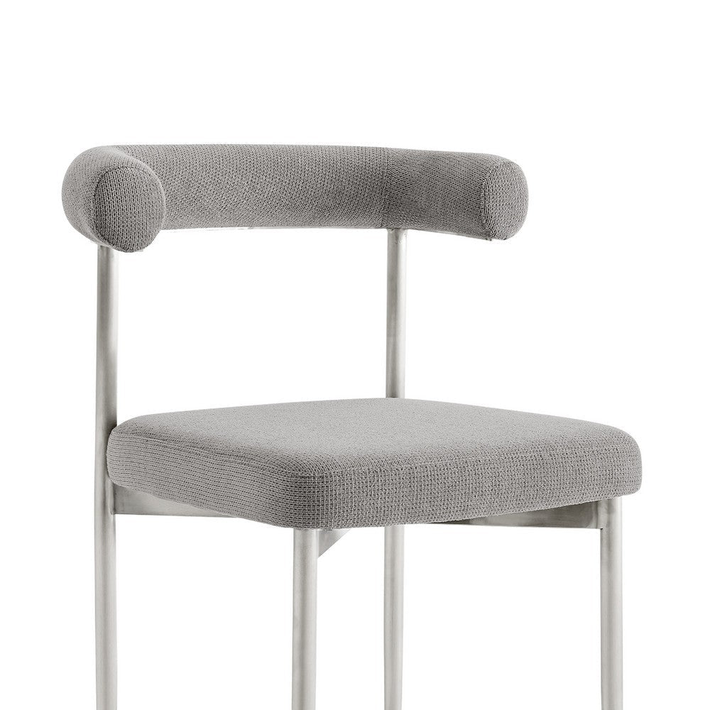 Shany Dining Chair Set of 2, Brushed Steel Curved Back, Gray Polyester - BM339080