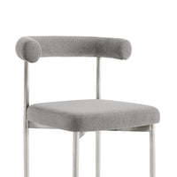 Shany Dining Chair Set of 2, Brushed Steel Curved Back, Gray Polyester - BM339080