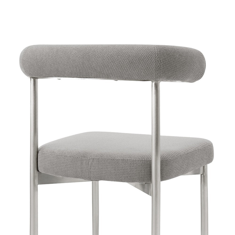 Shany Dining Chair Set of 2, Brushed Steel Curved Back, Gray Polyester - BM339080