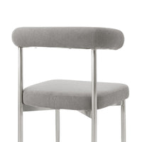 Shany Dining Chair Set of 2, Brushed Steel Curved Back, Gray Polyester - BM339080