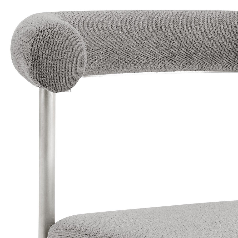 Shany Dining Chair Set of 2, Brushed Steel Curved Back, Gray Polyester - BM339080