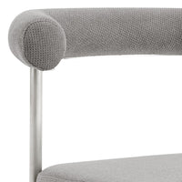Shany Dining Chair Set of 2, Brushed Steel Curved Back, Gray Polyester - BM339080