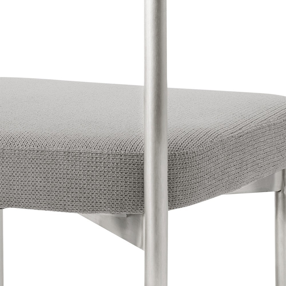 Shany Dining Chair Set of 2, Brushed Steel Curved Back, Gray Polyester - BM339080