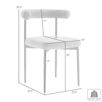 Shany Dining Chair Set of 2, Curved Back Brushed Steel, Blue Polyester - BM339081