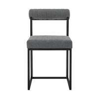 Tasie Dining Chair Set of 2, Black Iron Gray Channel Tufted Polyester  - BM339082