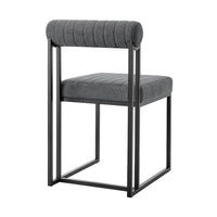 Tasie Dining Chair Set of 2, Black Iron Gray Channel Tufted Polyester  - BM339082