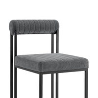 Tasie Dining Chair Set of 2, Black Iron Gray Channel Tufted Polyester  - BM339082