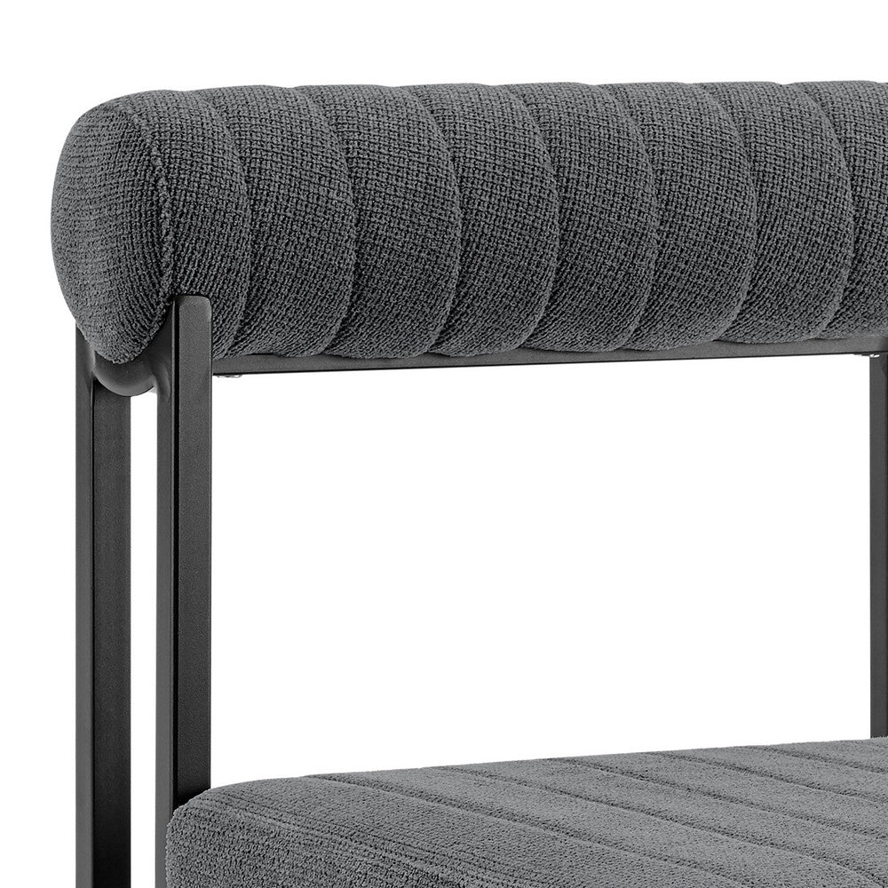 Tasie Dining Chair Set of 2, Black Iron Gray Channel Tufted Polyester  - BM339082