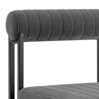 Tasie Dining Chair Set of 2, Black Iron Gray Channel Tufted Polyester  - BM339082