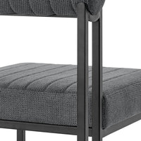 Tasie Dining Chair Set of 2, Black Iron Gray Channel Tufted Polyester  - BM339082