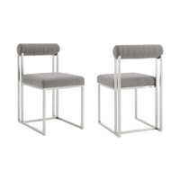 Tasie Dining Chair Set of 2, Stainless Steel, Gray Tufted Polyester  - BM339083