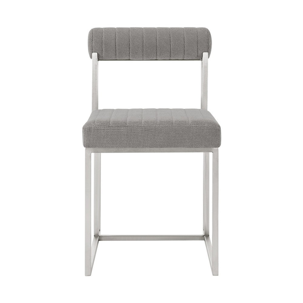 Tasie Dining Chair Set of 2, Stainless Steel, Gray Tufted Polyester  - BM339083