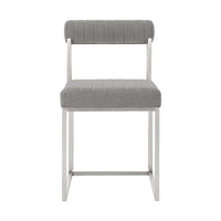 Tasie Dining Chair Set of 2, Stainless Steel, Gray Tufted Polyester  - BM339083