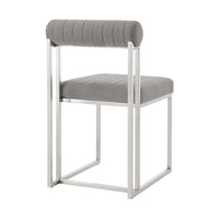 Tasie Dining Chair Set of 2, Stainless Steel, Gray Tufted Polyester  - BM339083