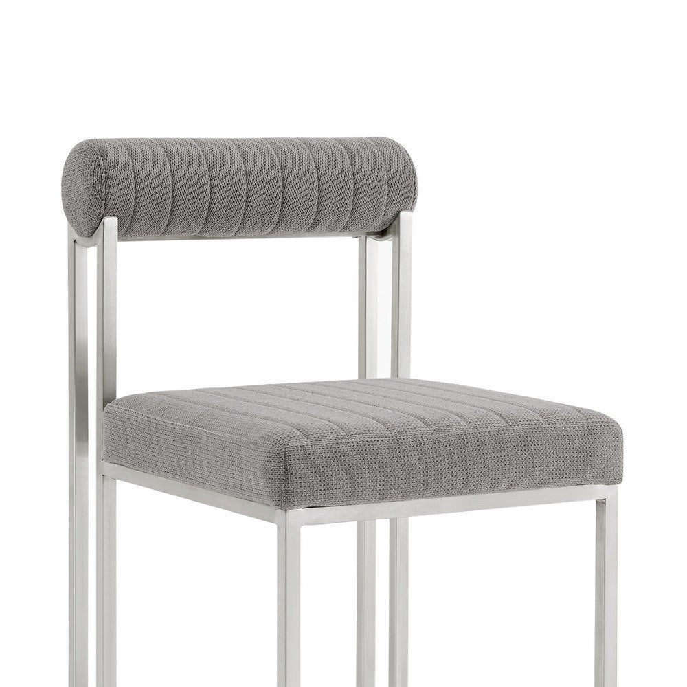 Tasie Dining Chair Set of 2, Stainless Steel, Gray Tufted Polyester  - BM339083