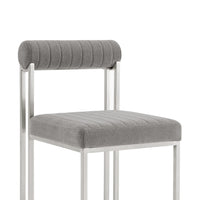 Tasie Dining Chair Set of 2, Stainless Steel, Gray Tufted Polyester  - BM339083