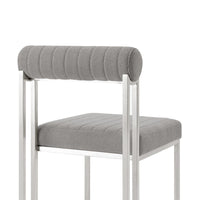 Tasie Dining Chair Set of 2, Stainless Steel, Gray Tufted Polyester  - BM339083