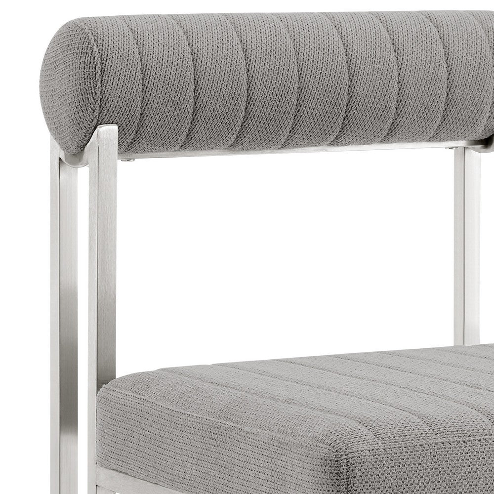 Tasie Dining Chair Set of 2, Stainless Steel, Gray Tufted Polyester  - BM339083