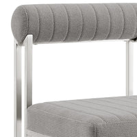 Tasie Dining Chair Set of 2, Stainless Steel, Gray Tufted Polyester  - BM339083