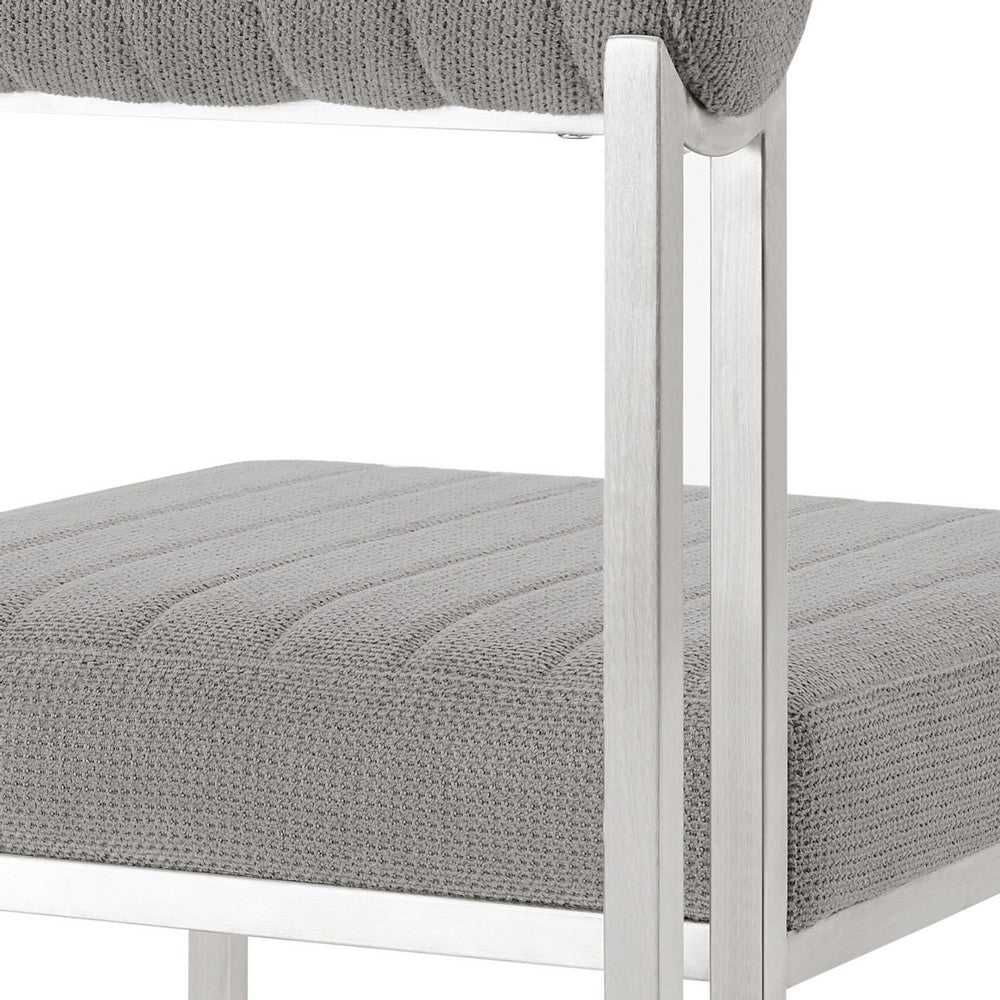Tasie Dining Chair Set of 2, Stainless Steel, Gray Tufted Polyester  - BM339083