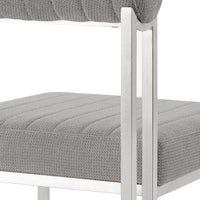 Tasie Dining Chair Set of 2, Stainless Steel, Gray Tufted Polyester  - BM339083