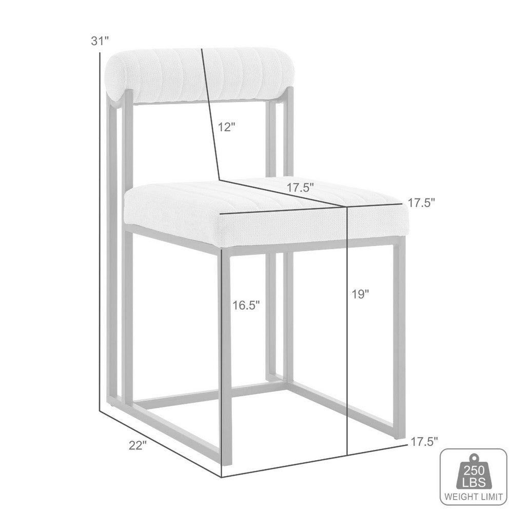 Tasie Dining Chair Set of 2, Stainless Steel, Blue Tufted Polyester - BM339084