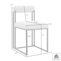 Tasie Dining Chair Set of 2, Stainless Steel, Blue Tufted Polyester - BM339084