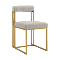 Tasie Dining Chair Set of 2, Gold Brushed Steel, Taupe Polyester - BM339085