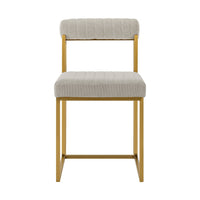 Tasie Dining Chair Set of 2, Gold Brushed Steel, Taupe Polyester - BM339085