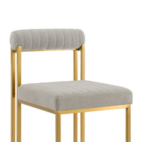 Tasie Dining Chair Set of 2, Gold Brushed Steel, Taupe Polyester - BM339085